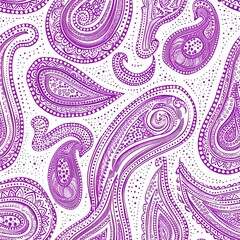 Detailed Indian Paisley Motif Print in Bright Boho Colors
