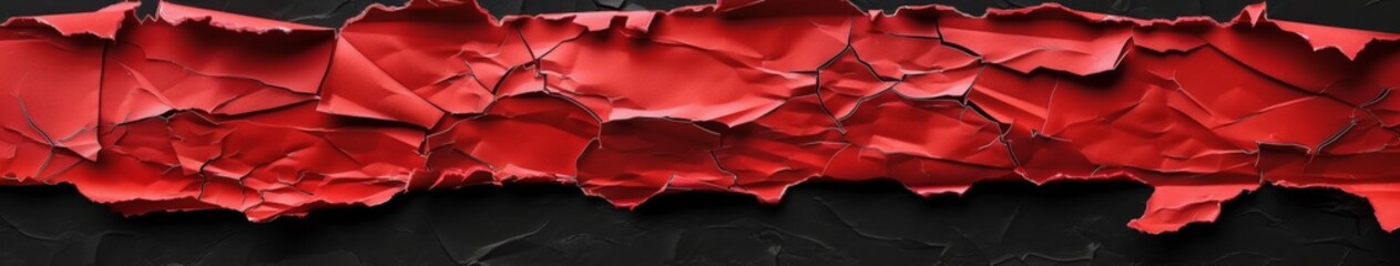 Fototapeta premium High-Resolution AI-Generated Red Torn Paper Edge on Black Background, Featuring Artistic and Aesthetic Graphic Design with a Sense of Fragmentation and Beauty