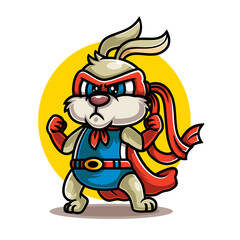 Obraz premium cute rabbit superhero cartoon character illustration
