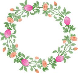 Peony wreath watercolor