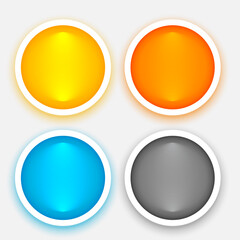 pack of 3d style empty circular button in four colors