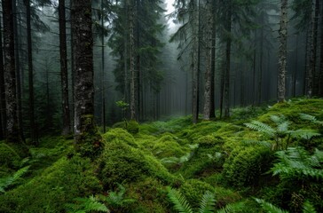 Enchanting mossy forest landscape