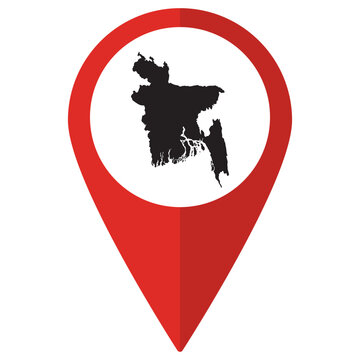 recommend clip art: Bangladesh map. Map of Bangladesh on map pin icon red color isolated