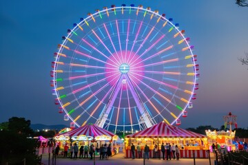 Colorful Ferris Wheel at Night Carnival