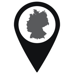 German map. Map of Germany on map pin icon black color isolated