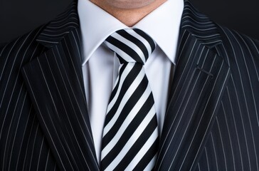 Formal business attire with striped tie