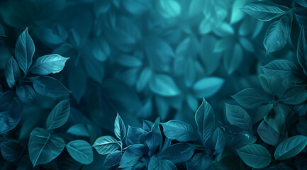 A background of teal leaves in the style of digital art