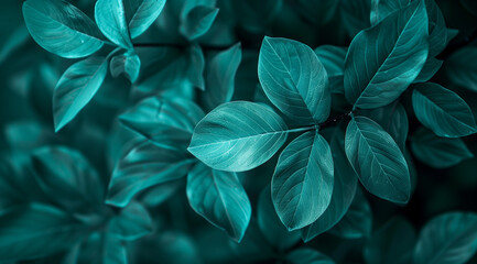 A background of teal leaves in the style of digital art
