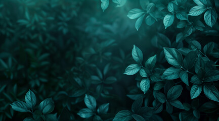 A background of teal leaves in the style of digital art