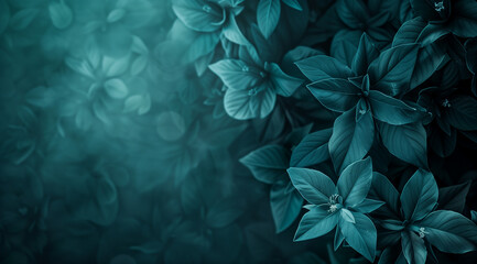 A background of teal leaves in the style of digital art