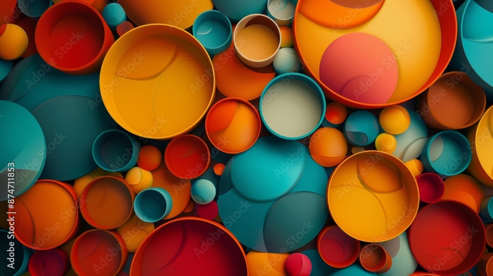 Poster a retroinspired wall mural with a 3d pattern of colorful bubbles reminiscent of a lava lamp perfect 