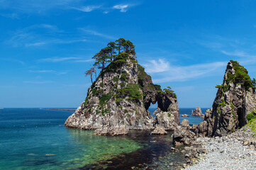 Naklejka premium 【岩手県久慈市小袖海岸】つりがね洞には夫婦の強いきずなを物語る言い伝えがある。