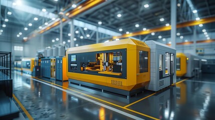 Cutting-edge metal fabrication techniques, futuristic machinery in action, sleek, modern manufacturing plant, innovation at its core