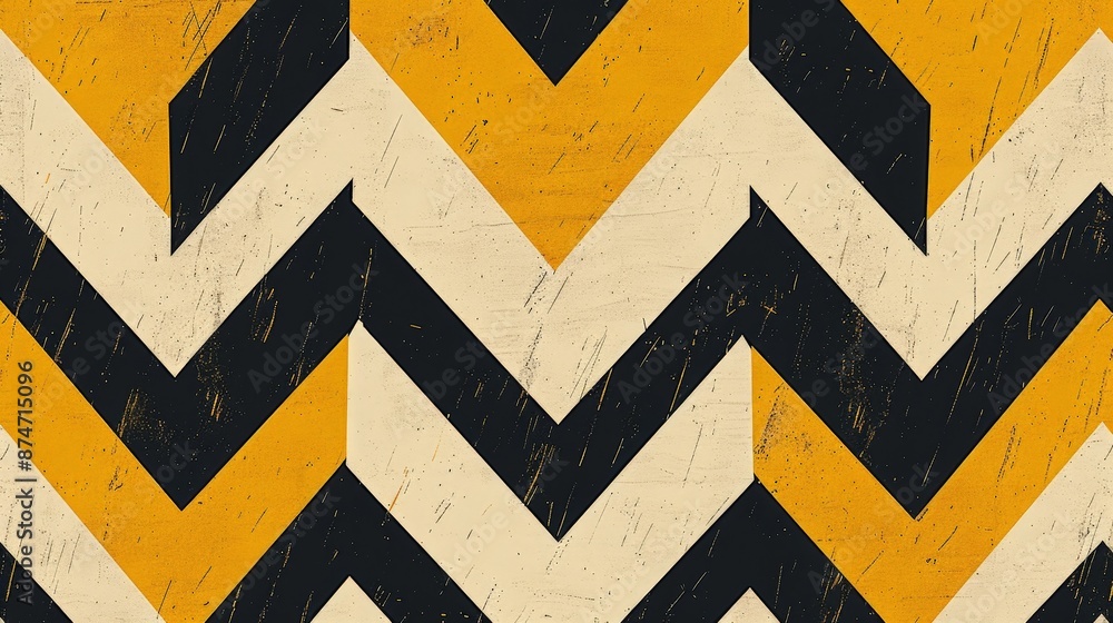 Poster a modern chevron pattern with bold zigzag lines in contrasting colors, ideal for contemporary access