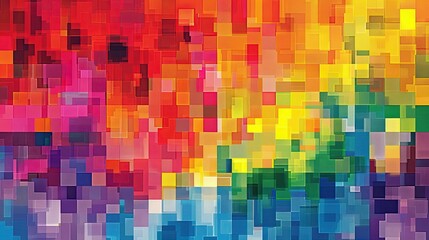 Fototapeta premium Vibrant Pixel Patterns on Blank Billboard in Digital Painting Style