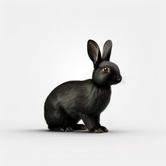 Obraz premium white rabbit on black background