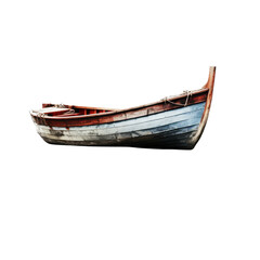 Old wooden boat isolate on transparent png.
