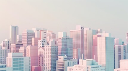 Obraz premium Pastel colored cityscape with soft lighting.