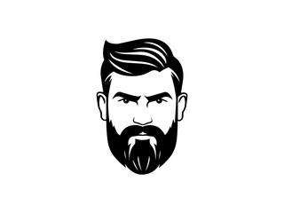 Bearded men's  face silhouette vector illustration