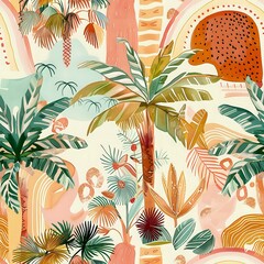 Knockout Palm Tree Pattern with Triangles and Rectangles