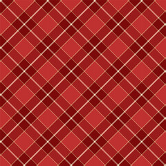 Checkered tartan plaid with twill weave repeat pattern in red. Christmas gingham seamless pattern.Geometric graphic vector illustration background design for fabric and print.