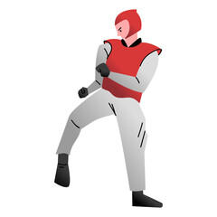 a taekwondo athlete is performing defensive movements