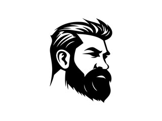 Bearded men's  face silhouette vector illustration