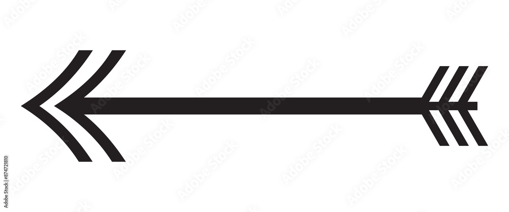 Poster straight long arrow, left thin line, black cursor, horizontal element, thick pointer vector icon iso