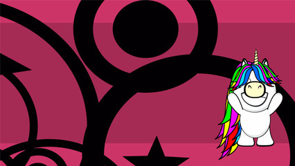 Happy unicorn cartoon illustration background in vector format