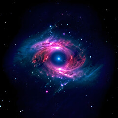 A quasar is a very bright black hole at the center of a galaxy discovered in the early days of the universe. It shines brighter than the galaxy itself, and its vivid appearance is beautiful.