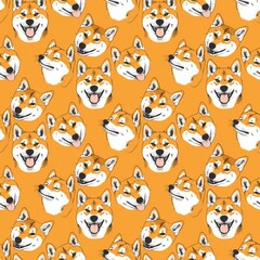 Fototapeta premium Shiba Inu dog head pattern