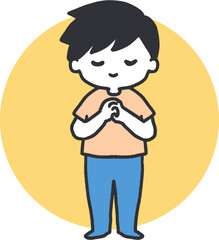 Innocent Devotion Young Boy in Prayer Vector Art