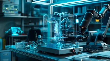 Fototapeta premium Revolutionary Smartphone Development with Nanotechnology in a Cutting Edge Lab Filled with Advanced Equipment