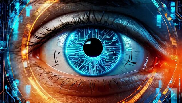 futuristic digital eye data network and cyber security technology background
