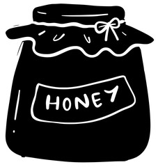 jar illustration bee silhouette honeycomb logo food icon pot outline hive honey healthy product organic sweet flower natural dessert shape beehive insect spoon for vector graphic background