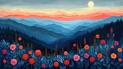 Mountains - wildflowers - inspired by the sights of western North Carolina 