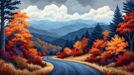 Roadway - highway - mountain road - Mountains - wildflowers - inspired by the sights of western North Carolina 