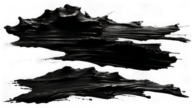 Black paint streaks. isolated transparent background