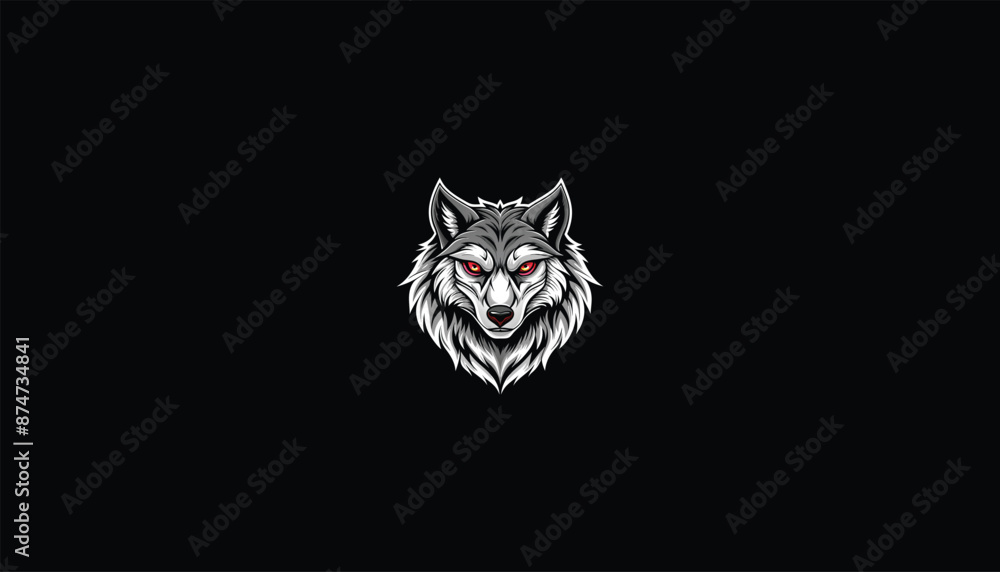 Wall mural head of a wolf, wolf head, wolf head design, wolf head logo design, wolf head logo design art, wolf head art, wolf art,