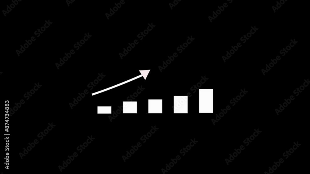 Poster up arrow on chart graph. business and finance line icons. white color chart with black background. 4