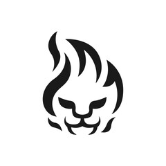 fire lion icon logo illustration vector