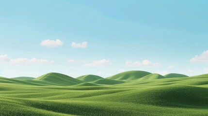 Fototapeta premium A serene landscape background featuring rolling hills under a clear blue sky, perfect for creating a peaceful and calming atmosphere.