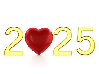 New year numbers and heart