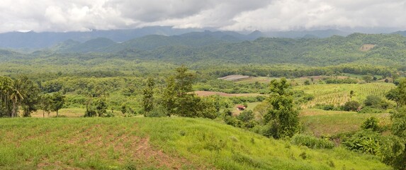 panorama of the mountains in autumn