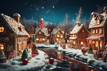 Fototapeta premium Gingerbread village decorated for the Christmas holiday