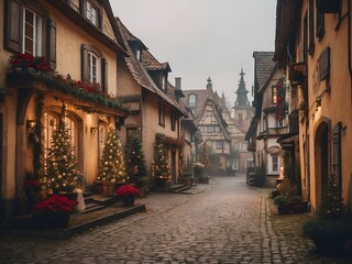 Fototapeta premium An old German village decorated for the Christmas holiday