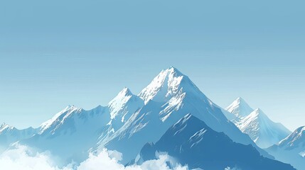 Obraz premium A serene mountain background with snow-capped peaks and a clear blue sky, ideal for conveying a sense of adventure and tranquility.