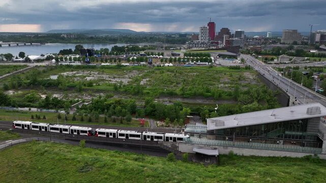 Ottawa light rail summer time aerial