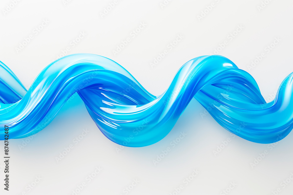 Aufkleber a smooth, glossy blue wave on white background signifies fluidity and movement. generative ai
