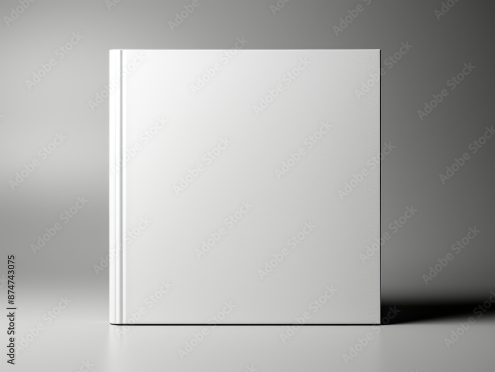 Poster blank white book mockup on a smooth gray background, concept of branding identity presentation. gene